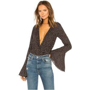 NWT New Free People Makin Waves Black Polka Dot Bodysuit Size XS